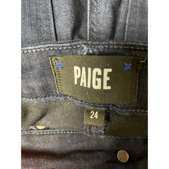 PAIGE Verdugo Ankle Jeans 24 Dark Wash High Waist Cotton Blend Denim Skinny - Picture 4 of 5